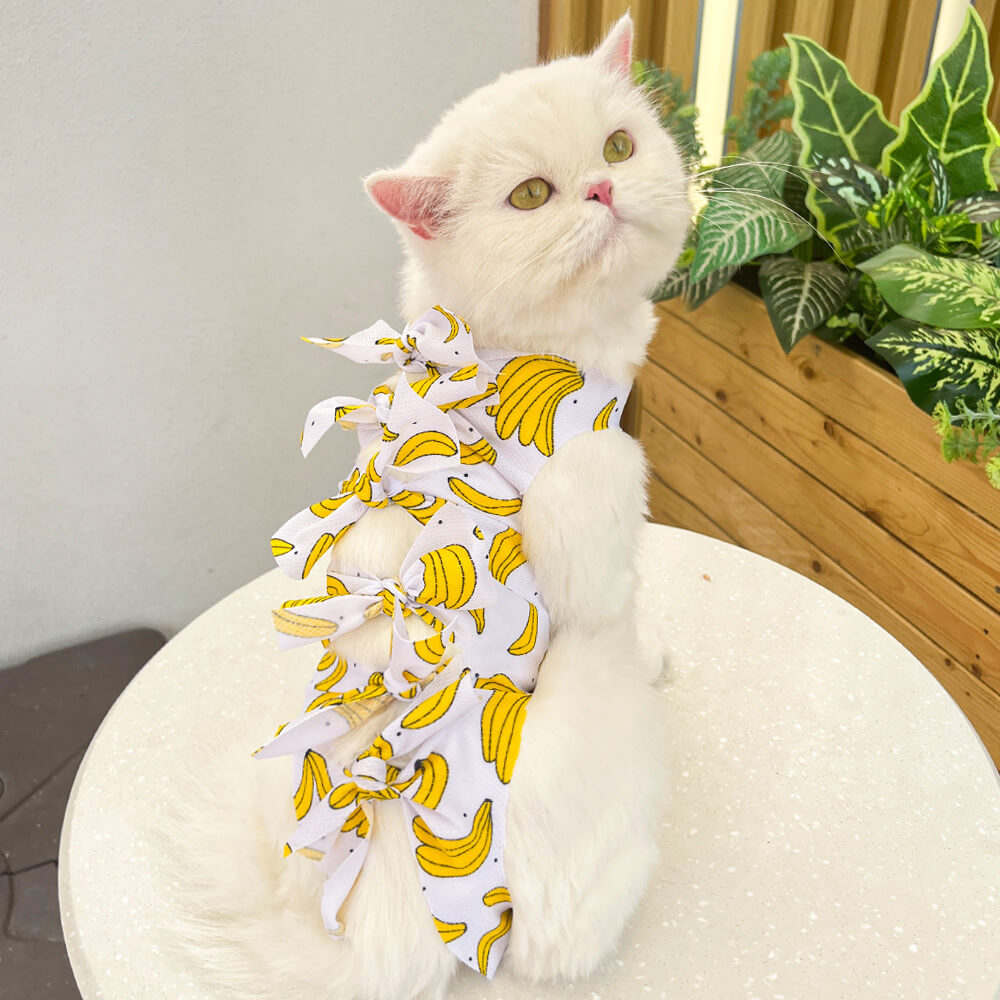 Bowknot Back-Tie Cat Dress - Elegant and Adorable Pet Outfit