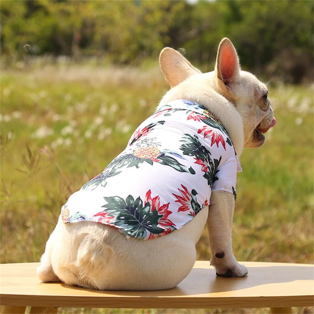 Camisa de piña para perros pequeños a medianos - Ropa ligera de verano hawaiana