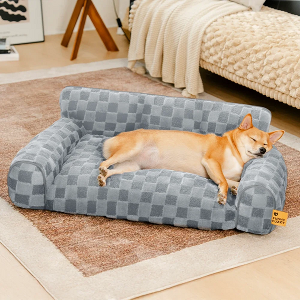 Checkered Fluffy Removable Orthopedic Dog Bolster Bed – CozyNest