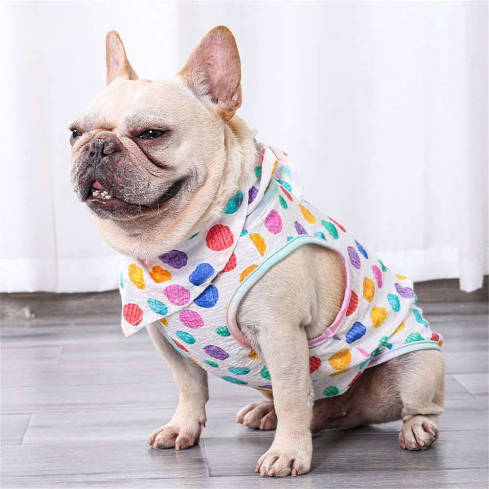 Camiseta sin mangas para mascotas con lunares coloridos, camiseta ligera sin mangas para perros y gatos