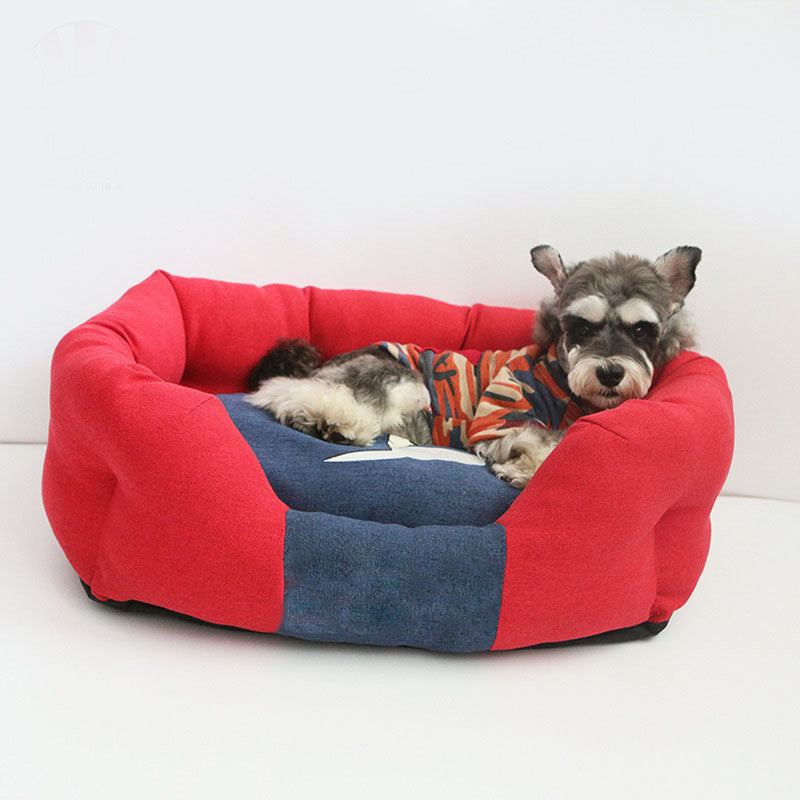 Fashionable All-season Warm Clashing Colours Cushy Dog Bed