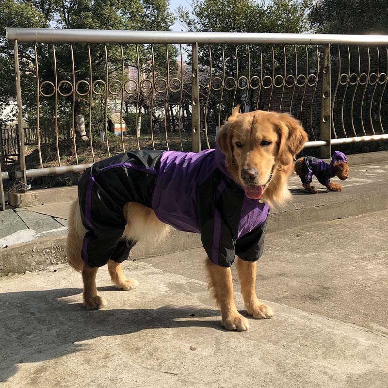 Wasserdichter Hunde-Regenmantel aus Oxford-Gewebe mit Beinen und Kapuze