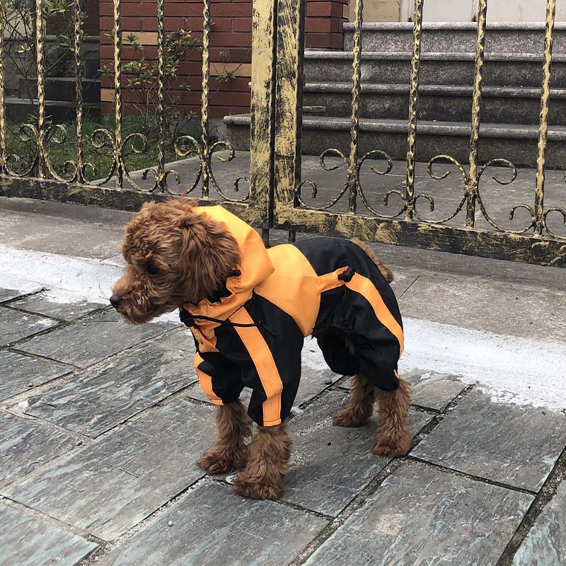 Wasserdichter Hunde-Regenmantel aus Oxford-Gewebe mit Beinen und Kapuze