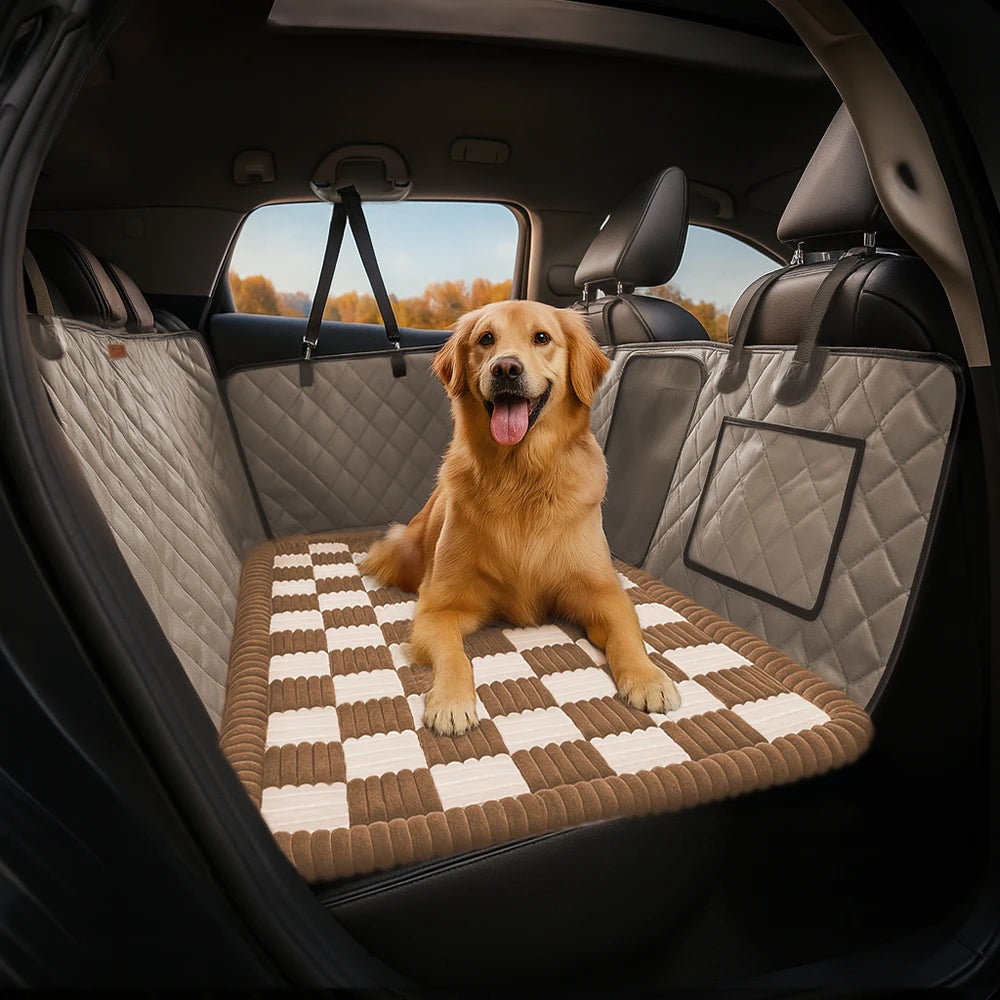 Cubierta de asiento de auto para hamacas para perros de hamaca de cuero de cuero sintético con alfombra