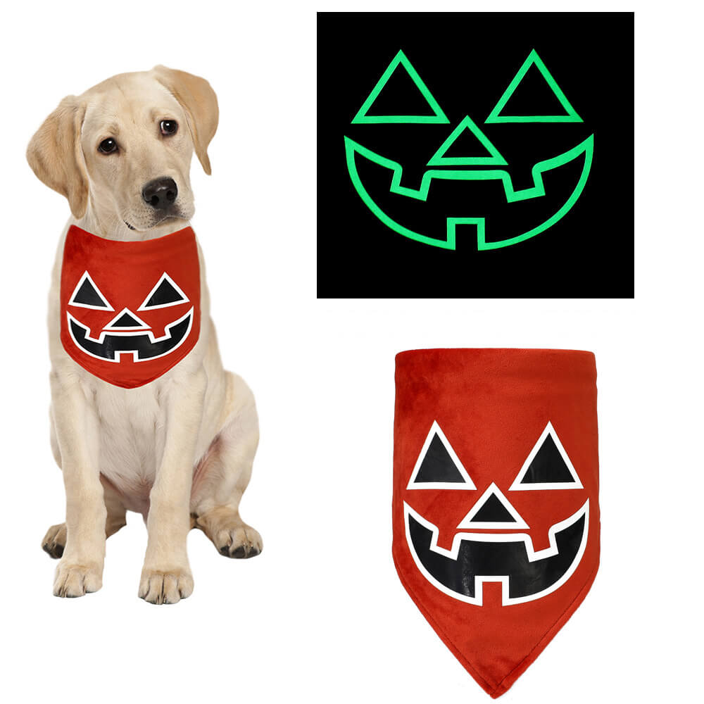 Luminous Halloween Pet Bandana | Glowing Triangle Pet Bib & Collar