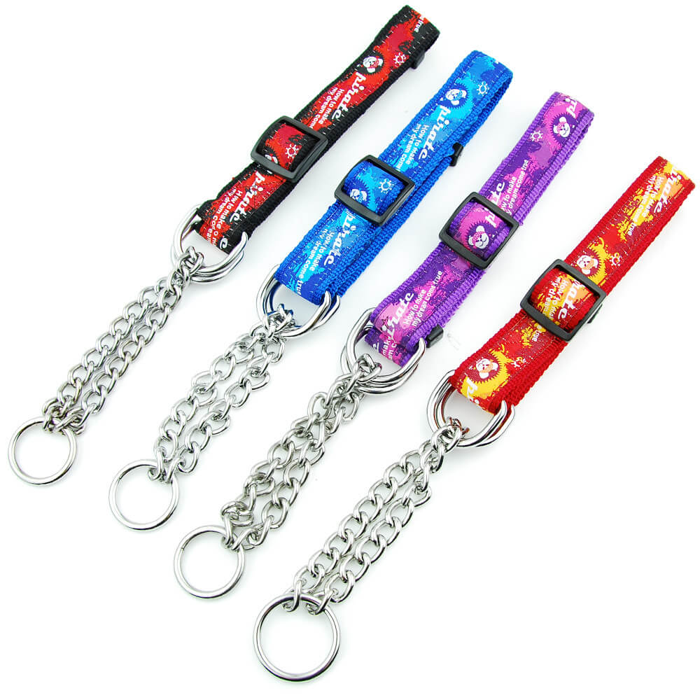 Multicolor Nylon Sliding Chain Dog Collar