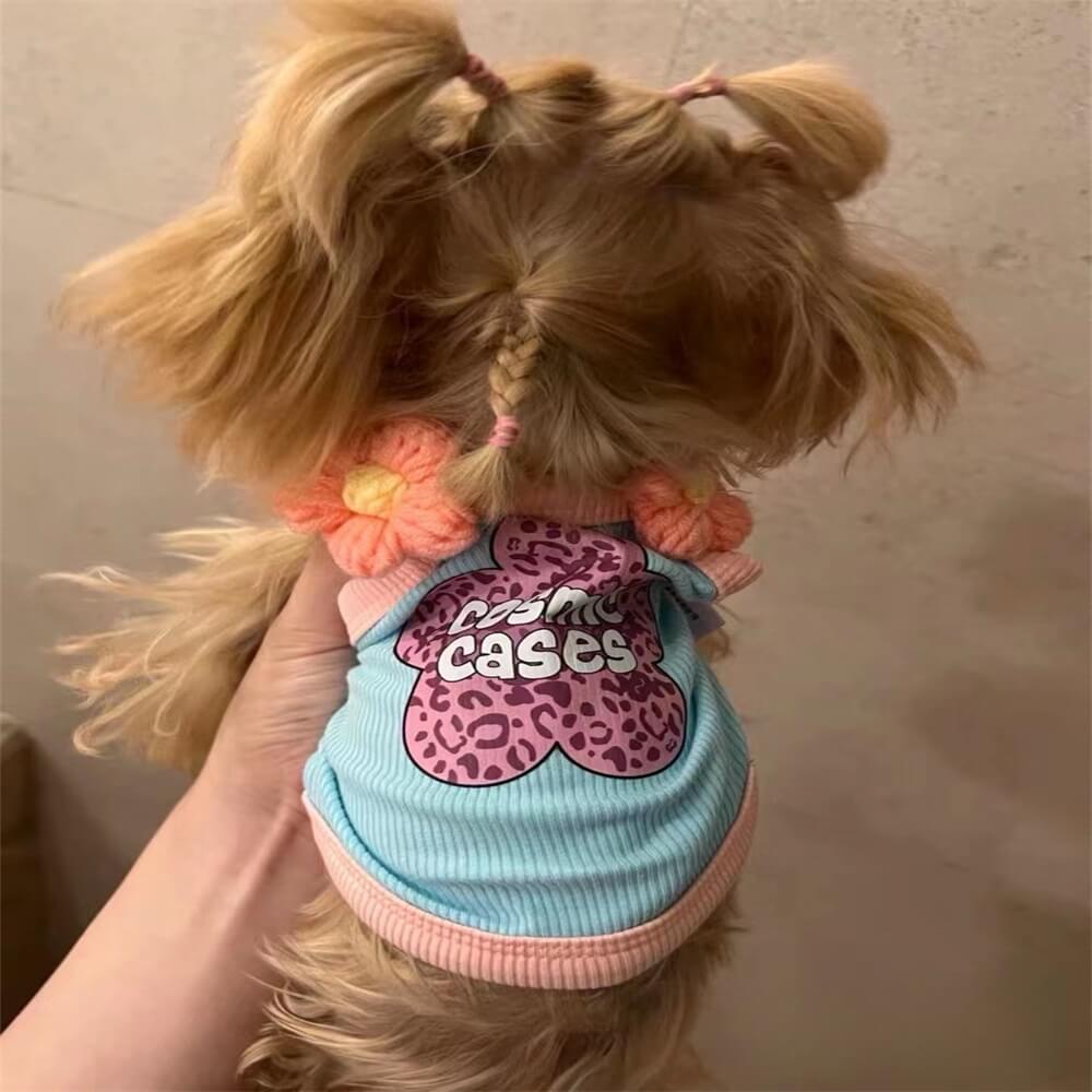 Dog Tank Top with Flower Details - Cute Summer Pet Apparel