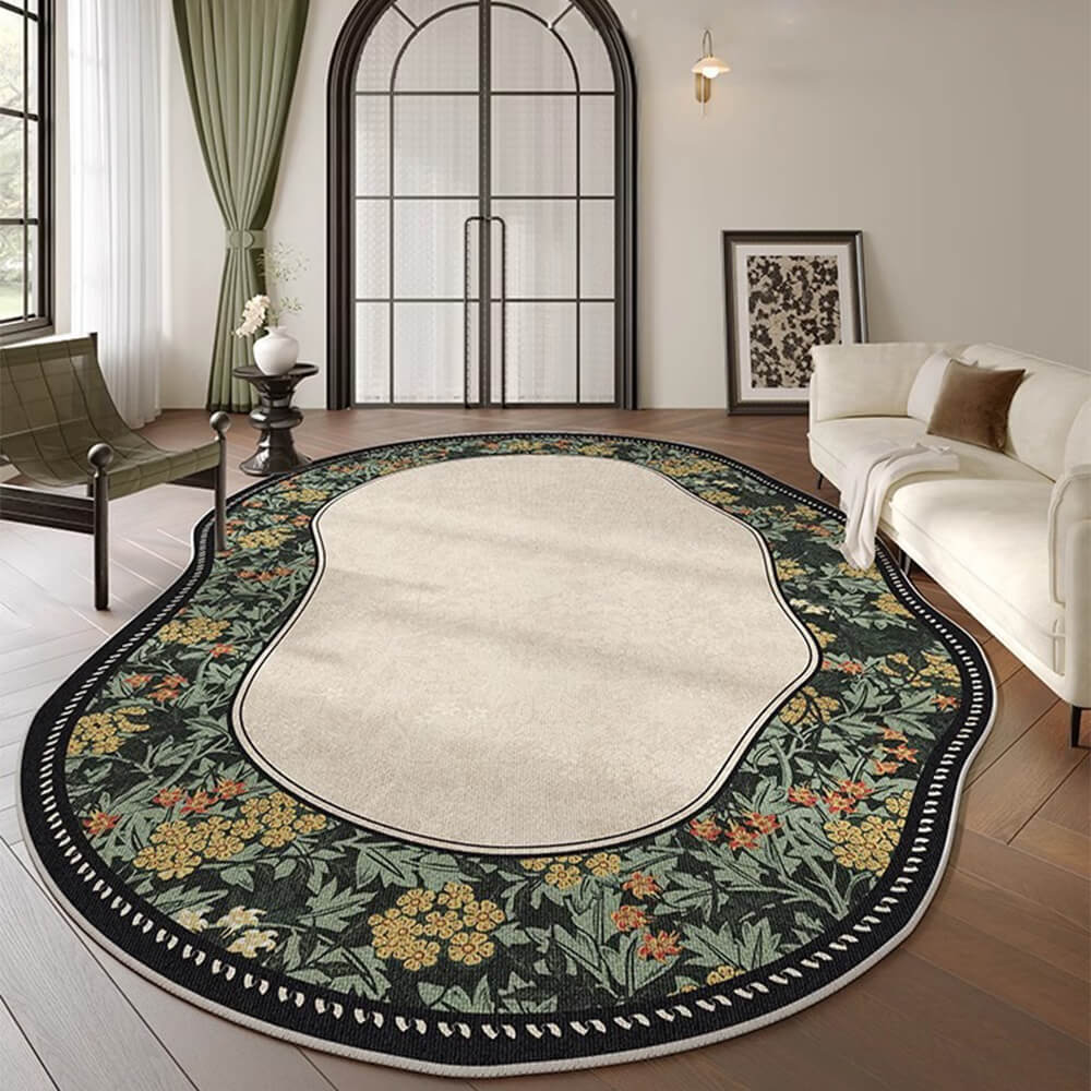 Vintage Bedside No-Mess French Irregular Shaped Rug - Banner's garden