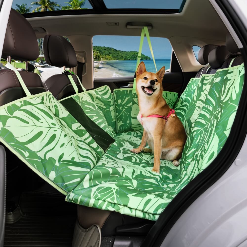 Areca Palm Print Waterproof Dog Car Back Seat Cover - Tropical Charm