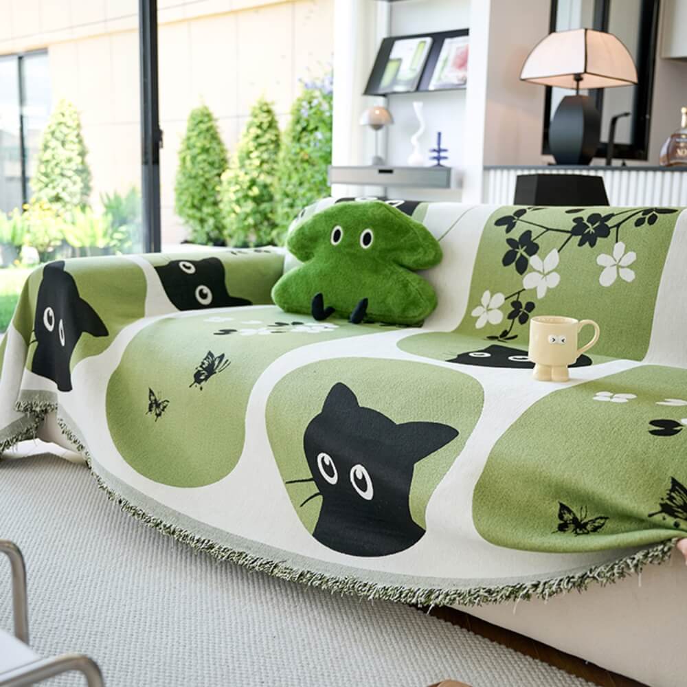 Cartoon Cute Puppy Kitten Breathable Home Decoration Large Throw Couch Cover