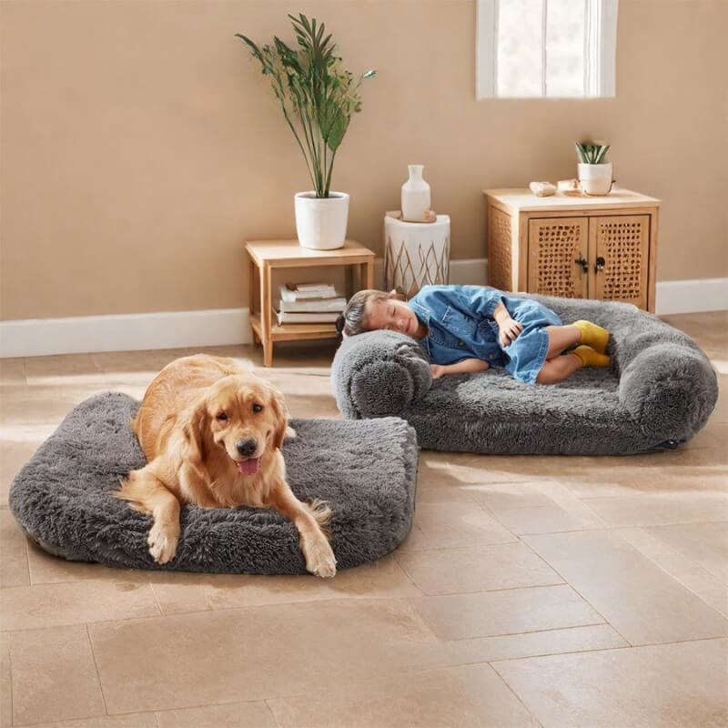 Chic Plush Large Dog Bed Foldable Human Dog Bed