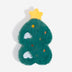 Pine-green texture with “ornament” dimples—tiny forest on a paw.
