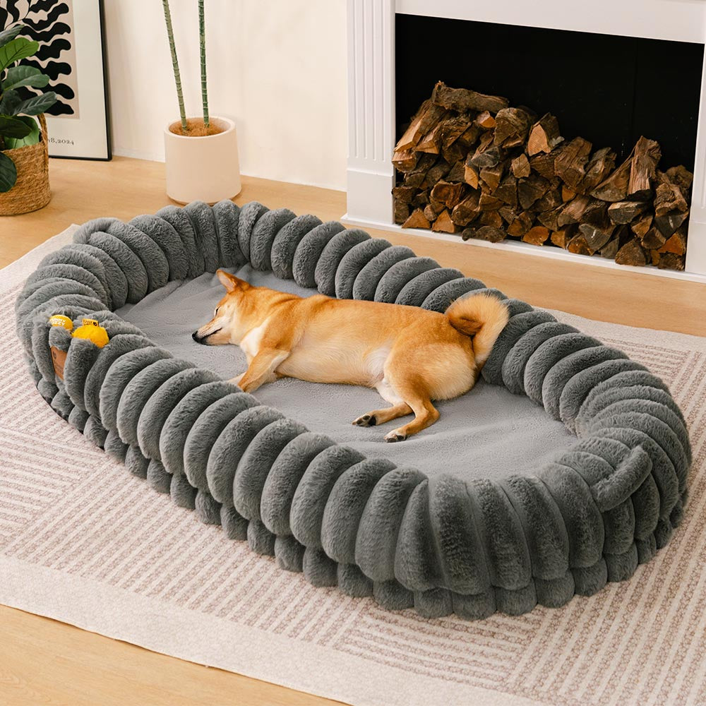 Creamy Plush Super Large Donut Human Dog Bed - Cuddle Cradle