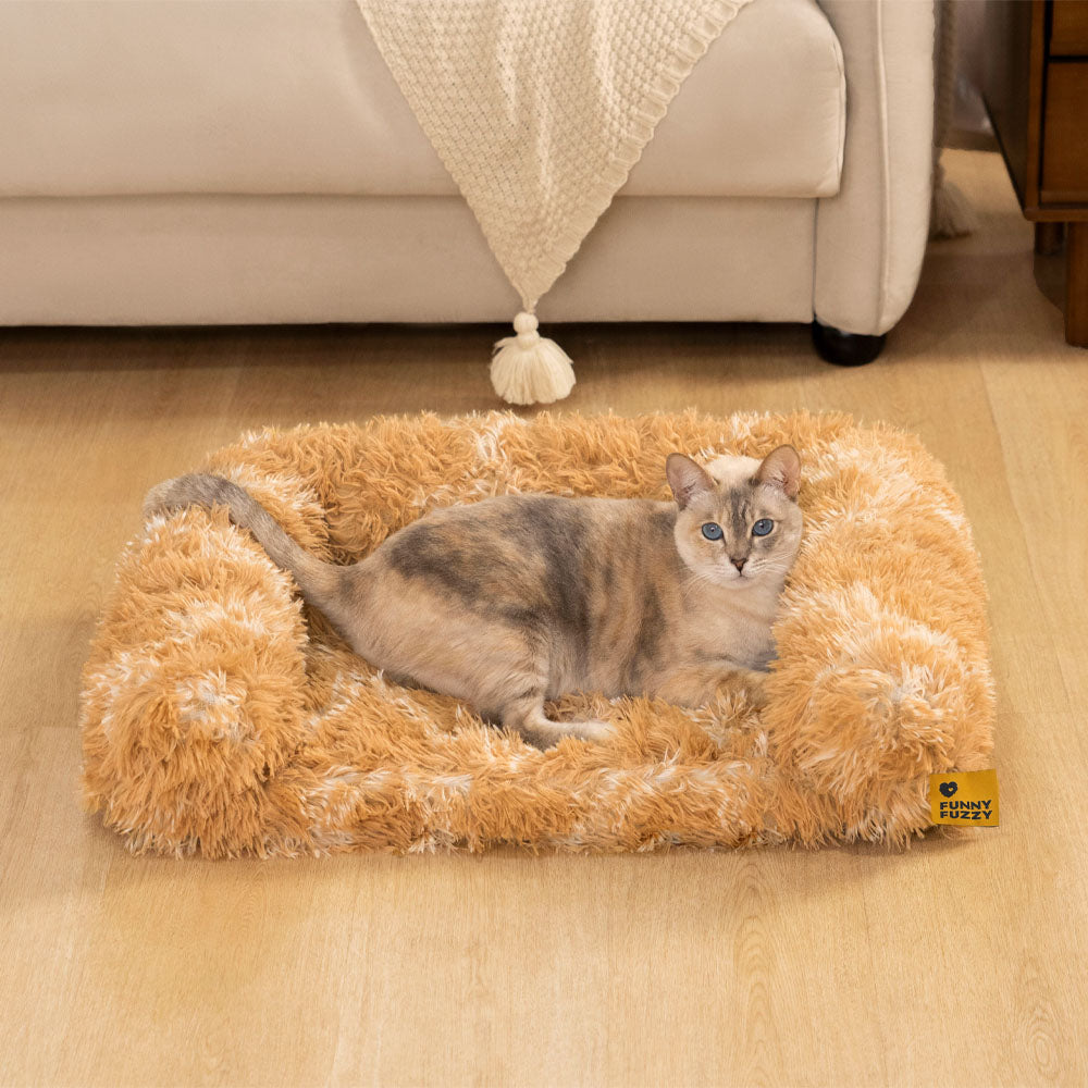 Classic Plaid Orthopedic Bolster Cat Sofa Bed - Cozy Comfort