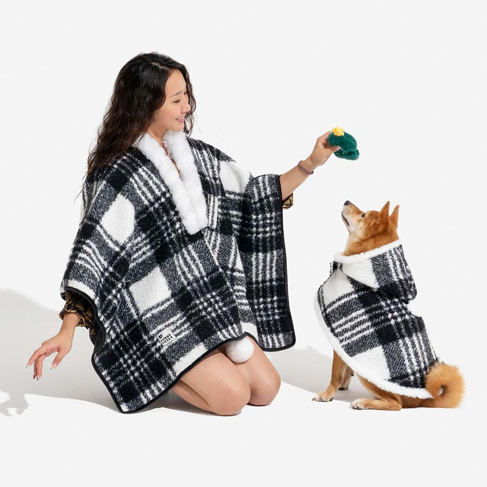 Classic Plaid Warmth Human & Dog Poncho - Festive Companions