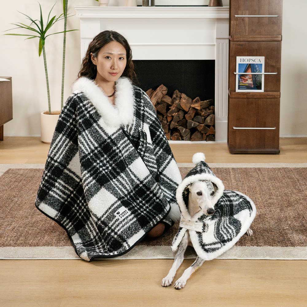 Classic Plaid Warmth Human & Dog Poncho - Festive Companions