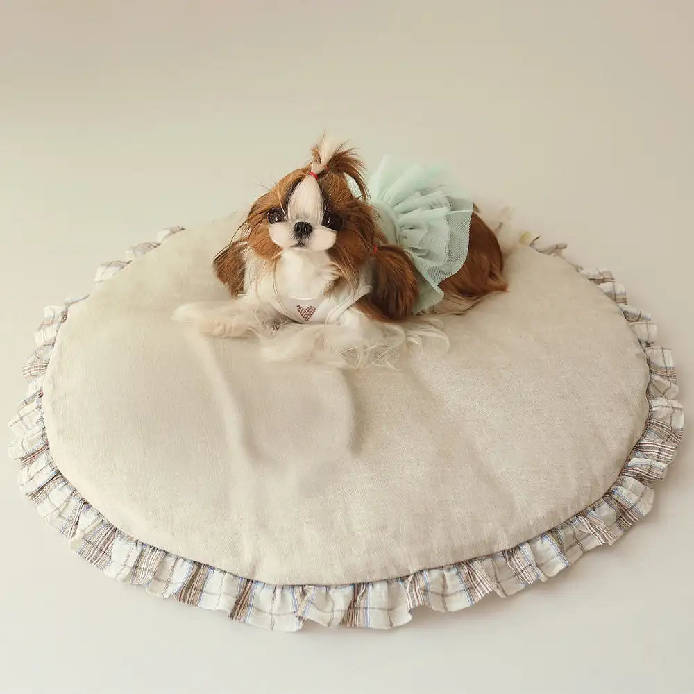 Country Chic Plaid Non-Slip Round Pet Mat - Large Space