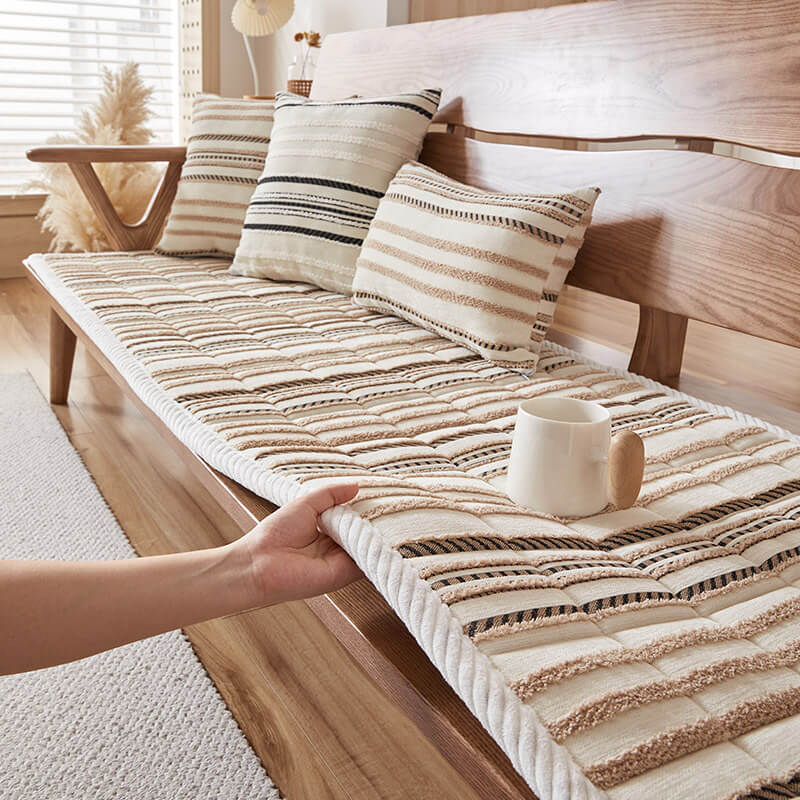 Acogedor chenille de sofá plush rayas tapa de sofá de mascotas de mascotas