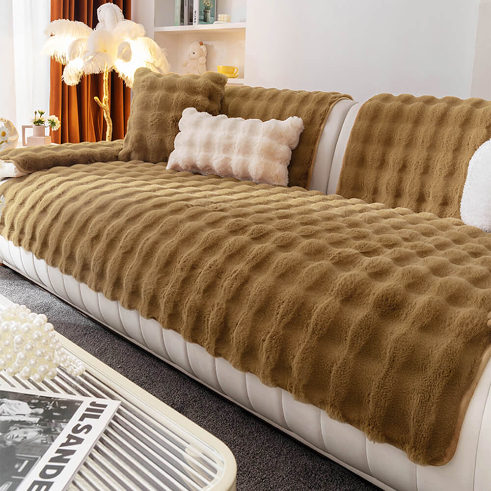 Cozy Plush Solid Colour Non-slip Couch Cover