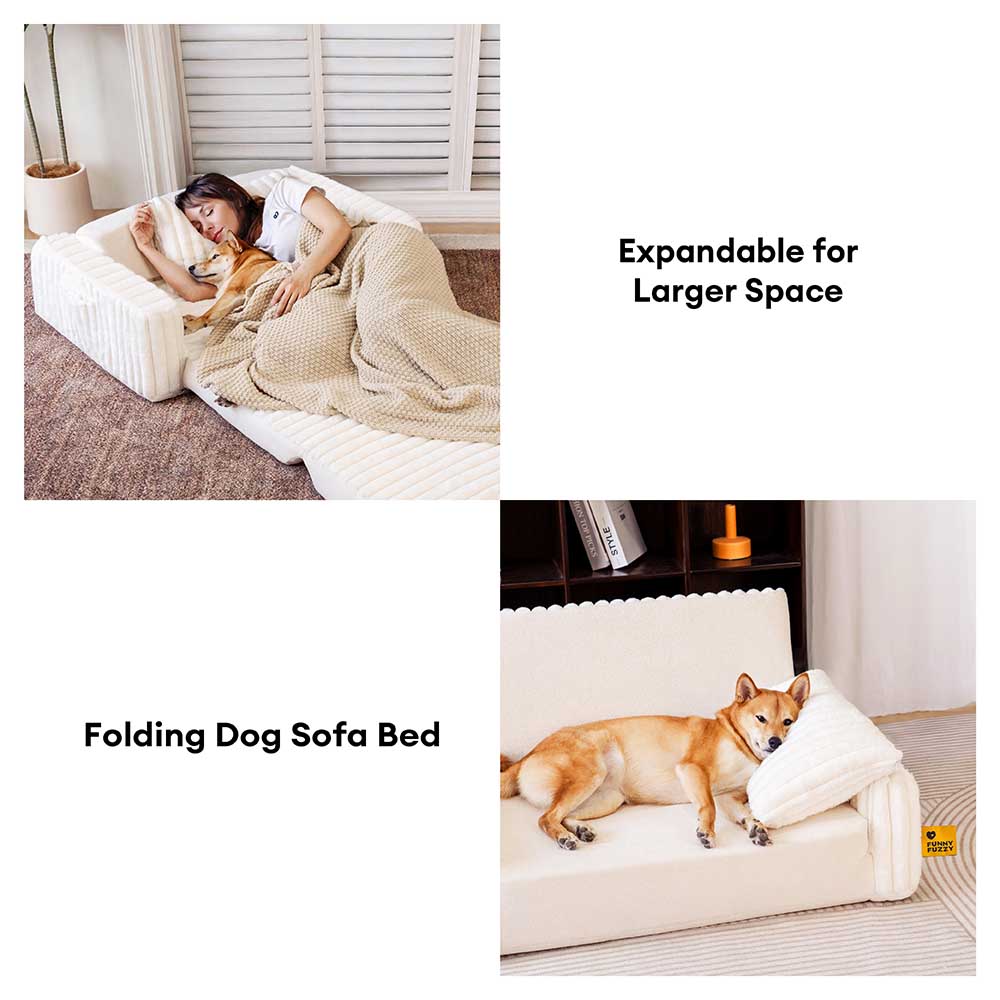 Creamy Fluffy Orthopedic Human-Dog Bolster Bed - Expandable Comfort