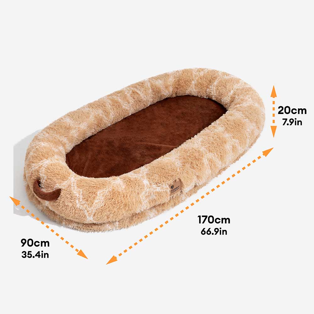 Plush Fluffy Large Orthopedic Human-Dog Bolster Bed