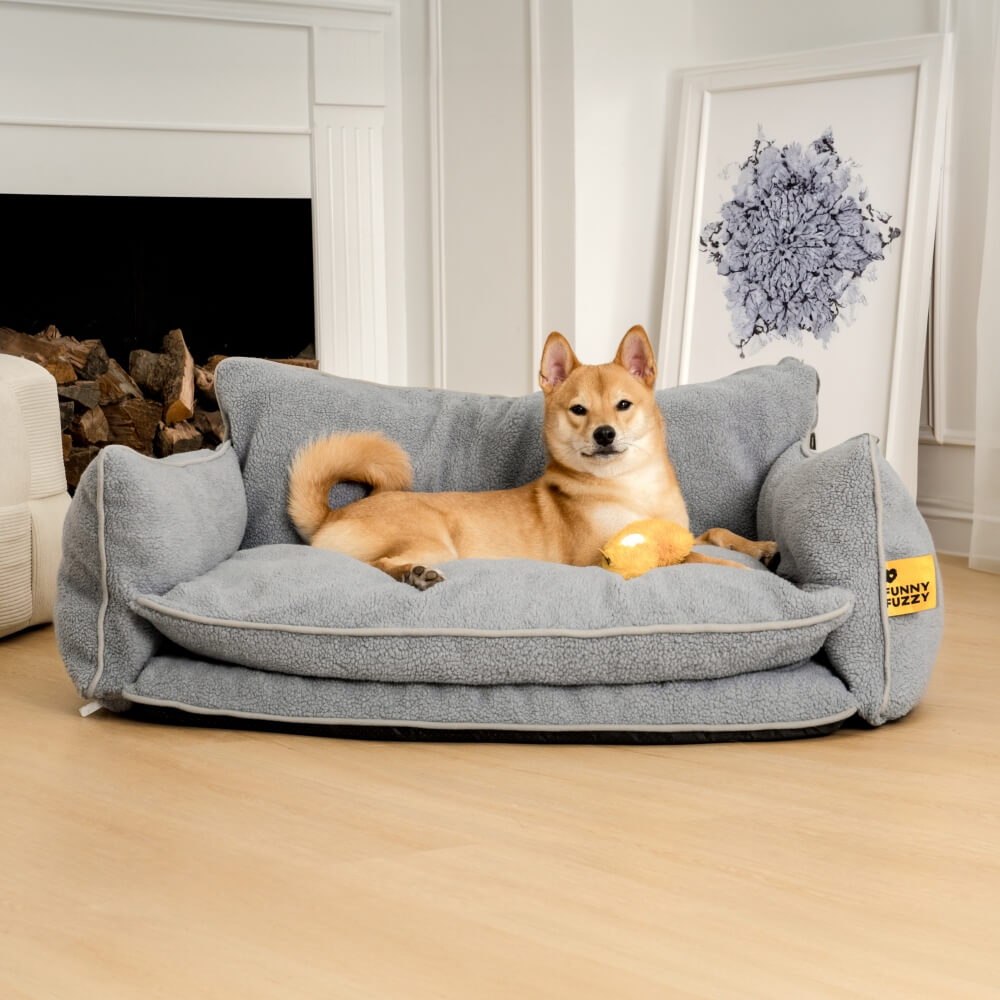 Canapé-lit double couche en fausse laine d'agneau douce pour chien et chat