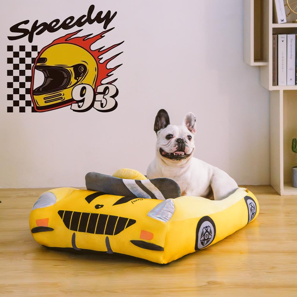 FUNNYFUZZY Chic Racer Car Supportive Dog Bed - Glamour Drive