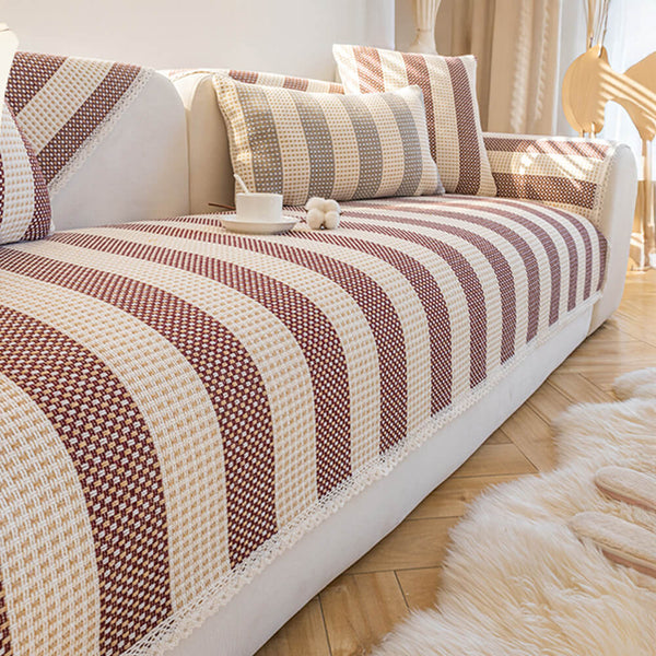 Stripe de lino de algodón Anti-scratch muebles protector de sofá cubierta del sofá