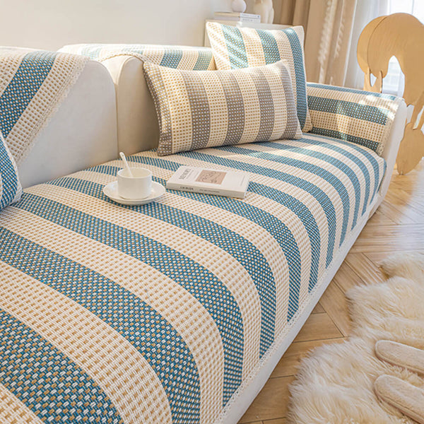Stripe de lino de algodón Anti-scratch muebles protector de sofá cubierta del sofá