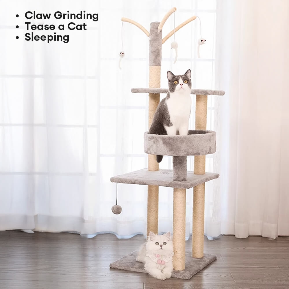 Cozy and Fun Scratch-Resistant Sisal Multi-Level Cat Tree