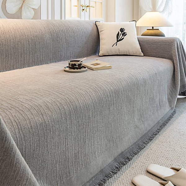 Cubierta de sofá anti-scratch de tiro con textura con textura de crema chenille