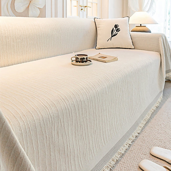 Cubierta de sofá anti-scratch de tiro con textura con textura de crema chenille