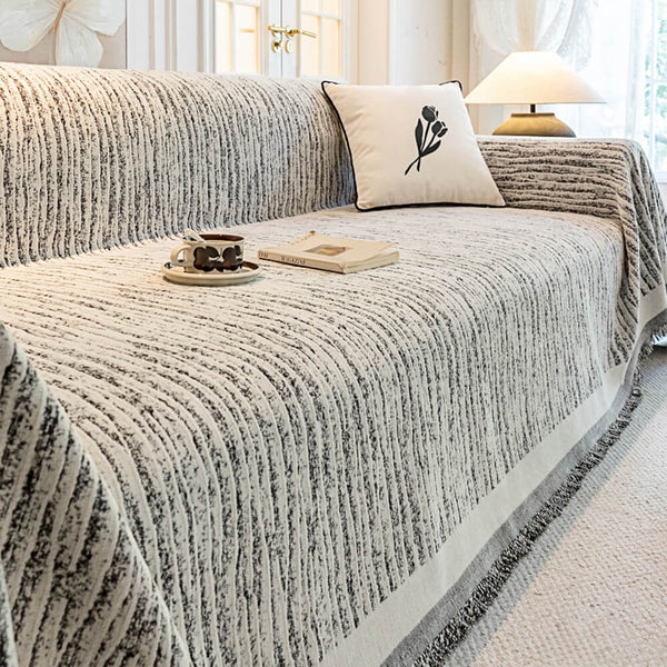 Cubierta de sofá anti-scratch de tiro con textura con textura de crema chenille