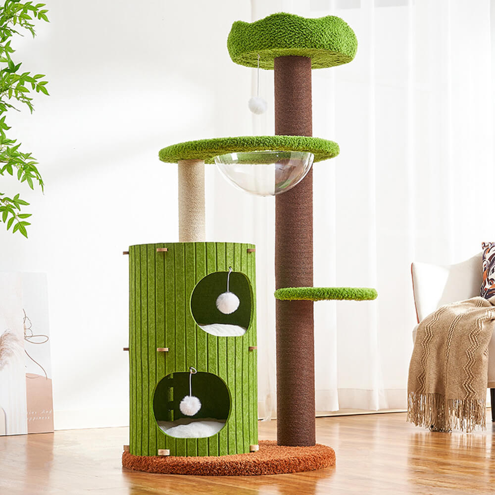 Forest Cabin Creative Space-Saving Felt Cat Tree with Scratching Post