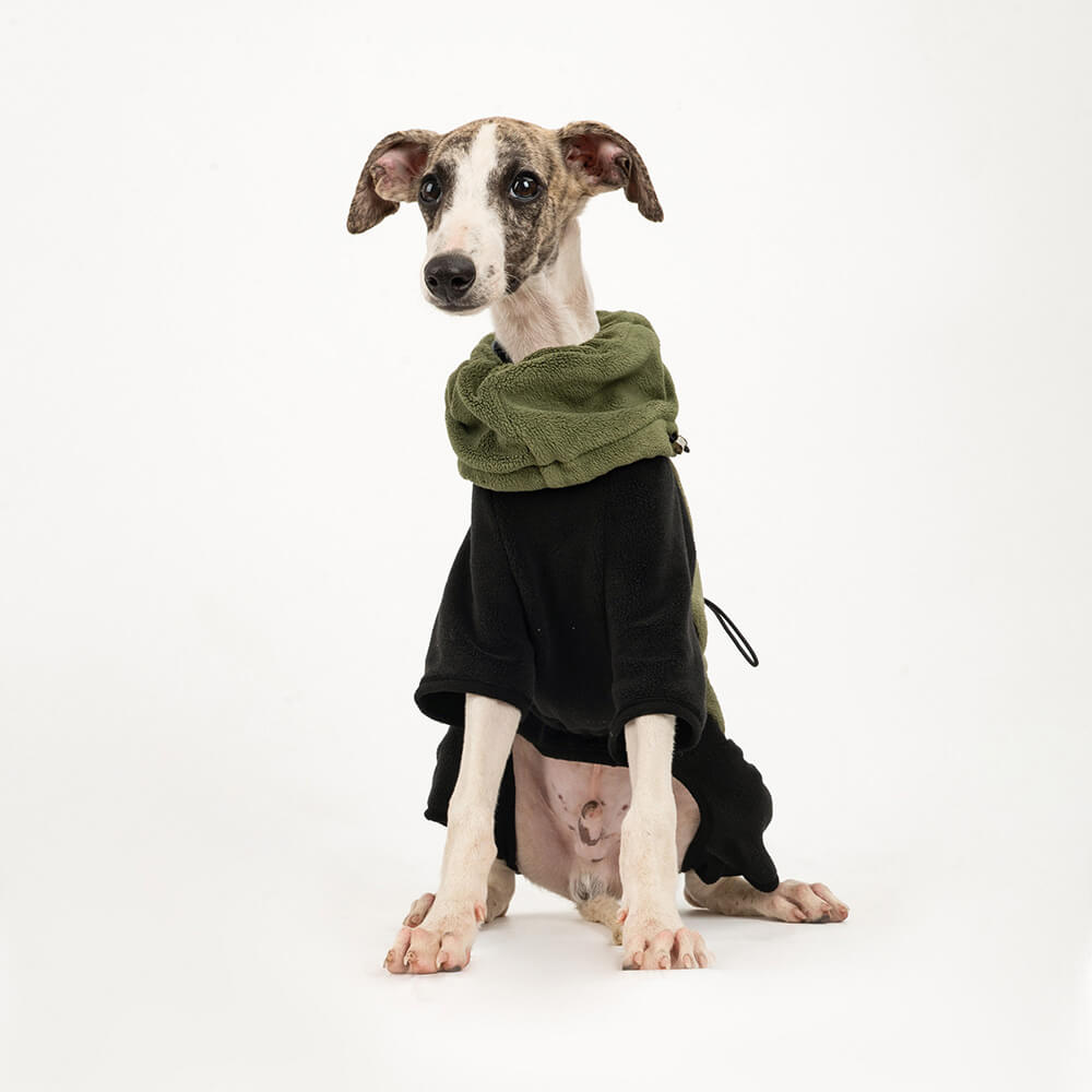 Manteau pour chien en polaire chaude à quatre pattes avec col roulé amovible