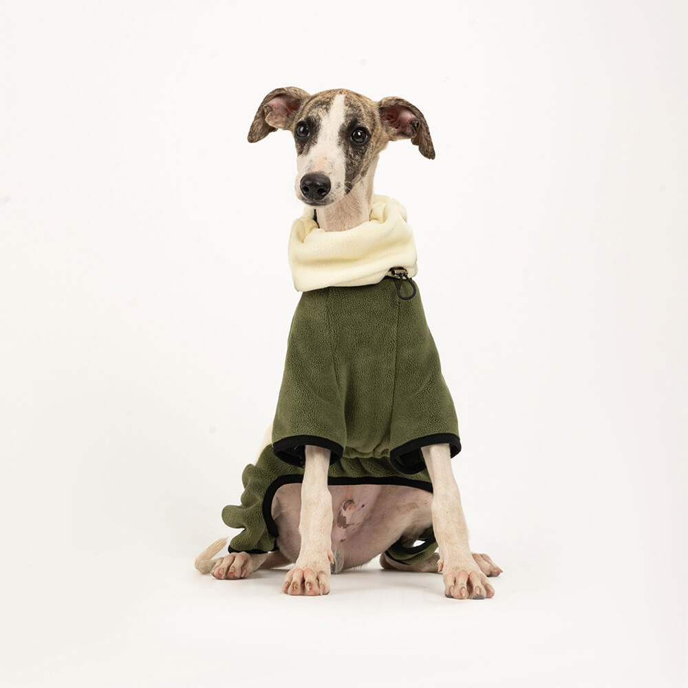 Manteau pour chien en polaire chaude à quatre pattes avec col roulé amovible