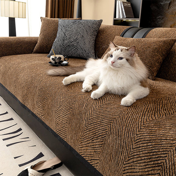 Patrón de árbol irregular cubierta de sofá de chenilla gruesa