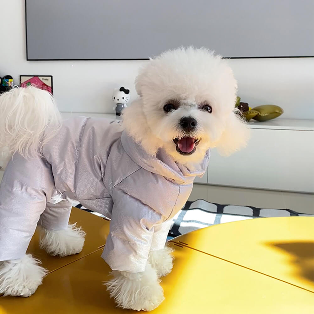 Manteau à capuche imperméable et confortable pour chien, luxueux et confortable à clipser dans le dos