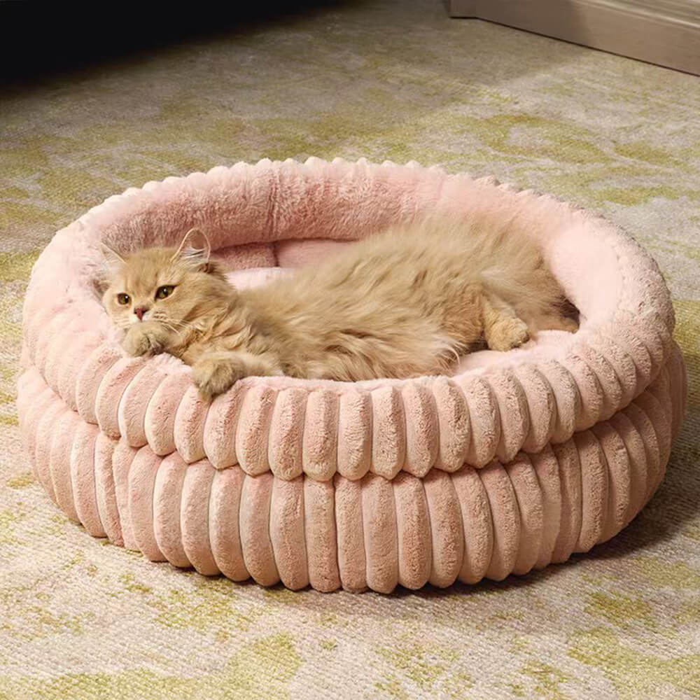 Minimalism Round Warm Milk Velvet Faux Rabbit Fur Dog & Cat Bed