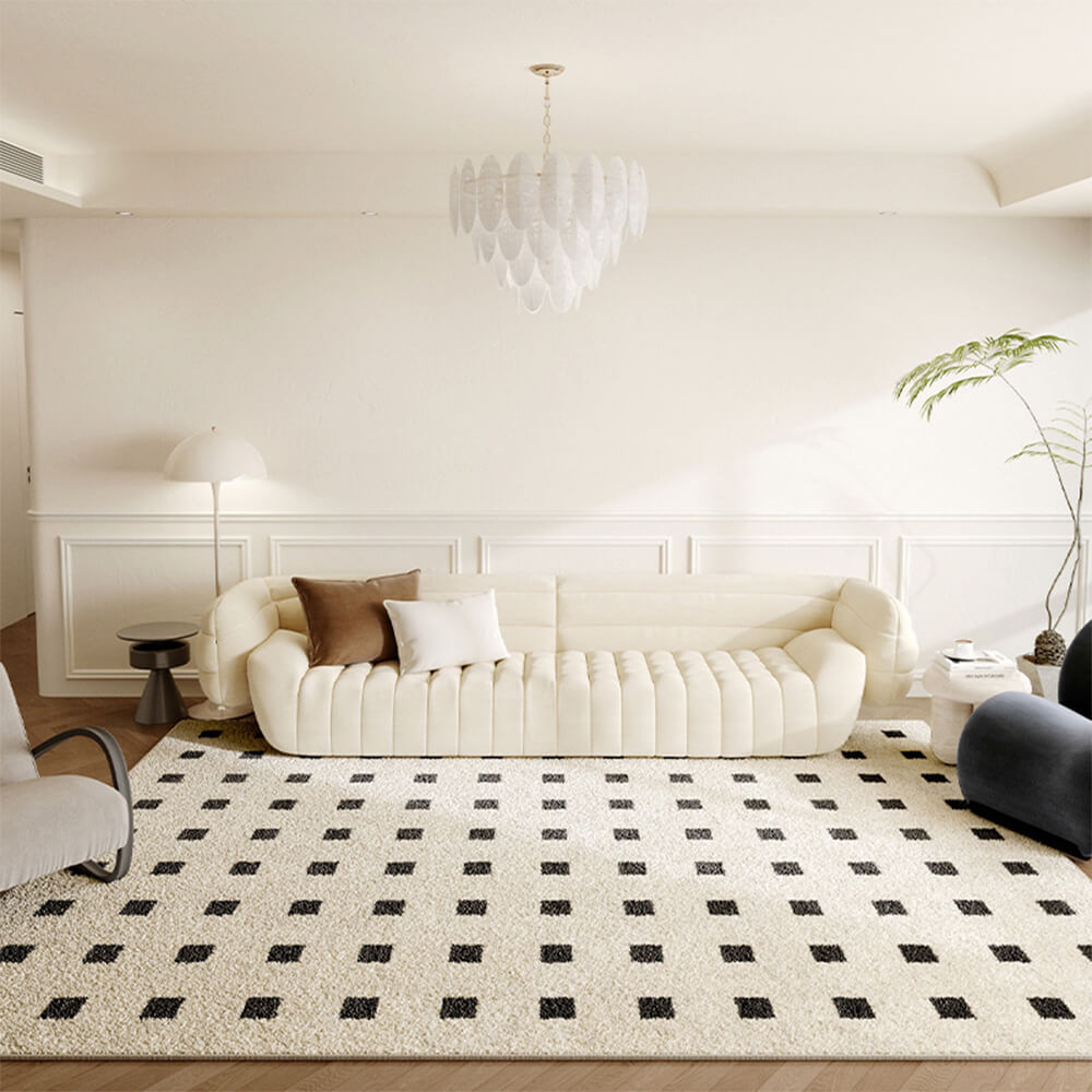 Modern Checkered Cozy Faux Cashmere Anti-Slip Rug