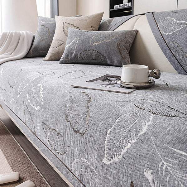 Textura de hojas premium Chenille Cubierta de sofá anti-scratch anti-scratch