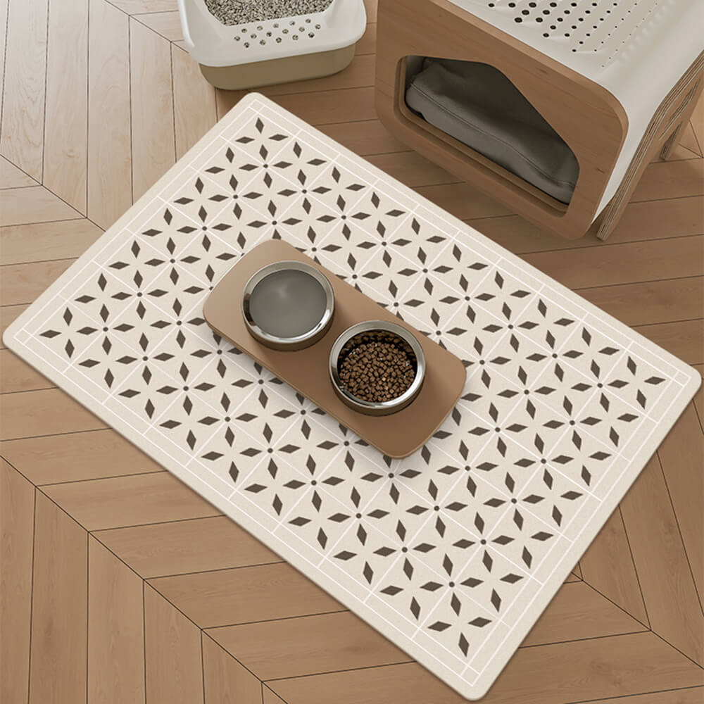 Simple Geometric Diatomite Backing Absorbent Pet Feeding Mat