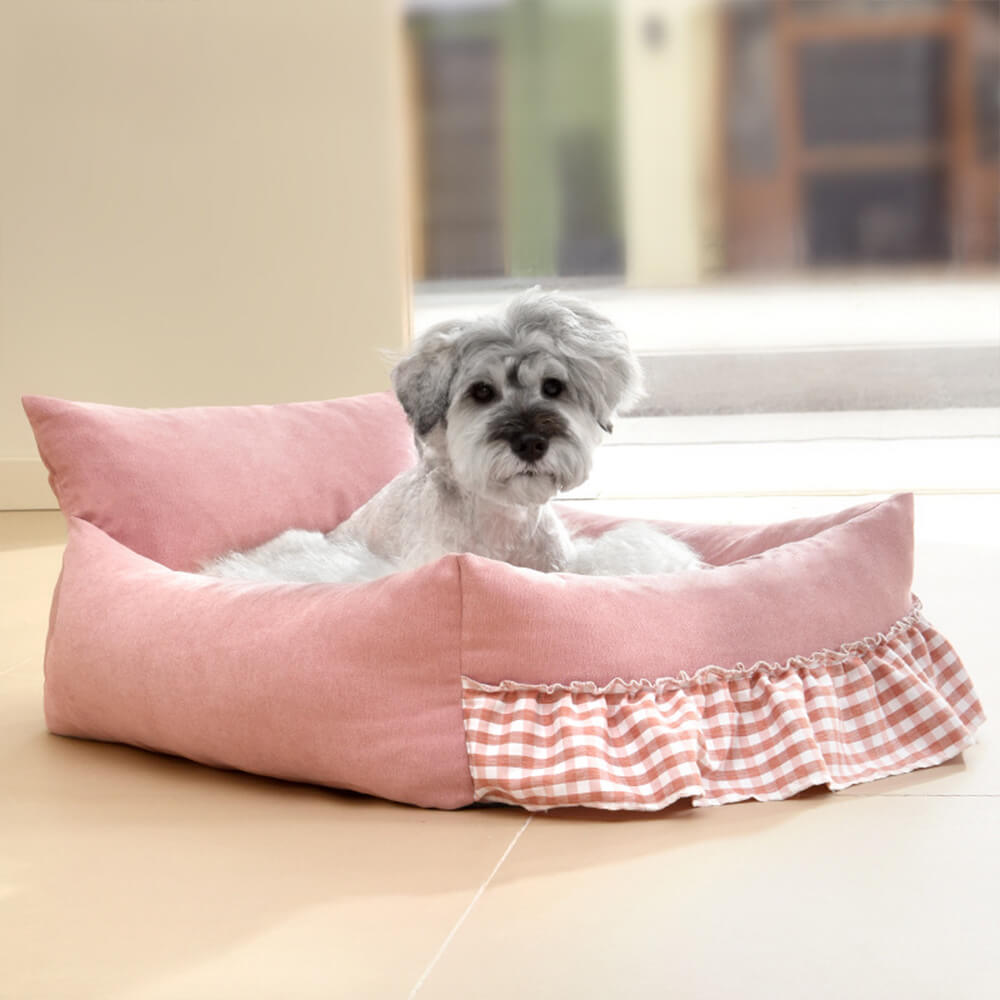 Stylish Ruffled Enhanced Backrest Washable Dog & Cat Sofa Bed