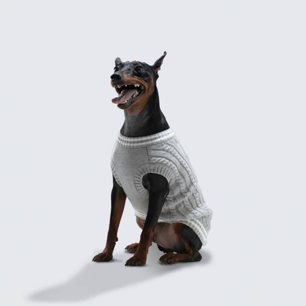 Trendiger, dehnbarer, warmer Argyle-Strickpullover mit V-Ausschnitt für Hunde und Katzen