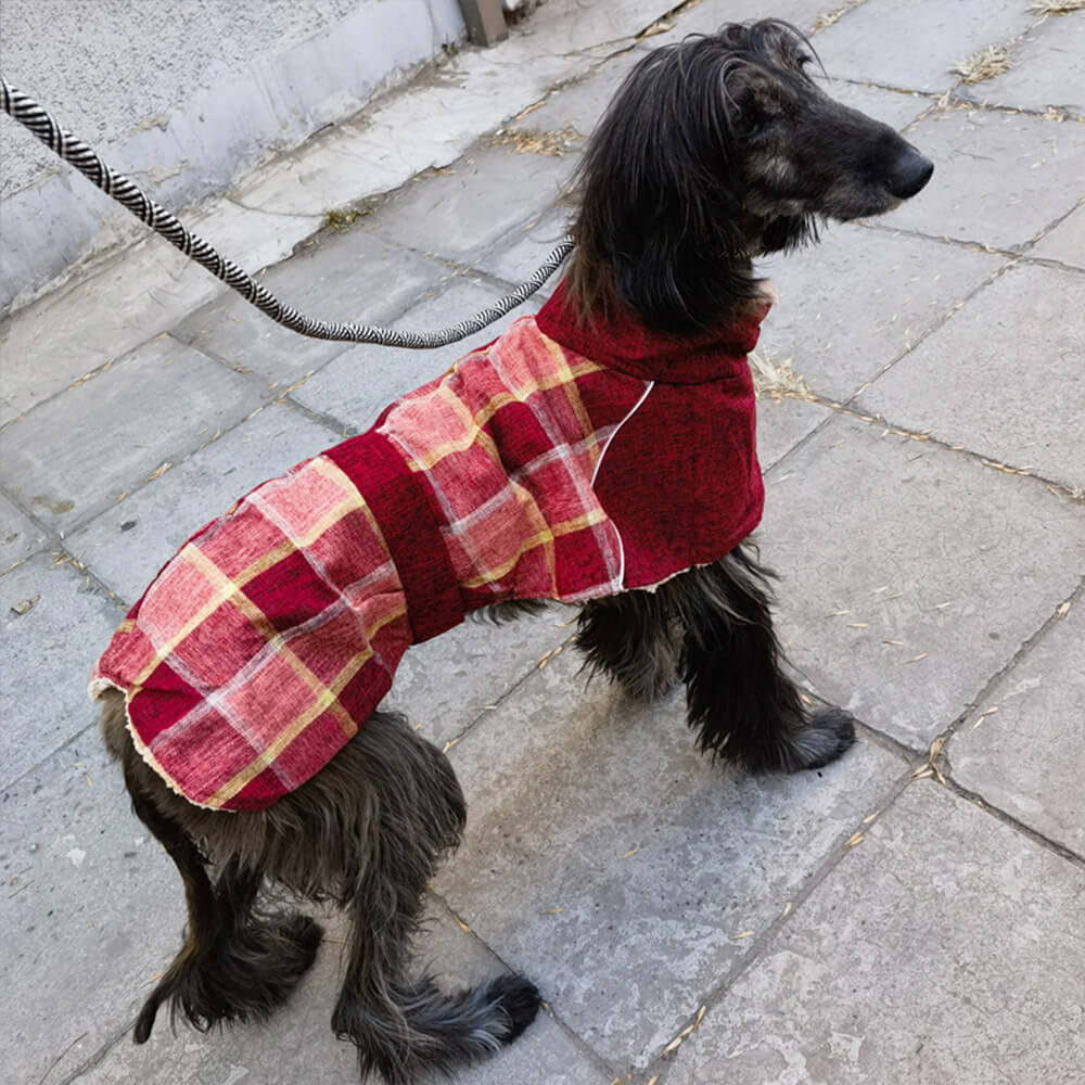 Veste pour chien à col roulé réglable en polaire chaude à carreaux