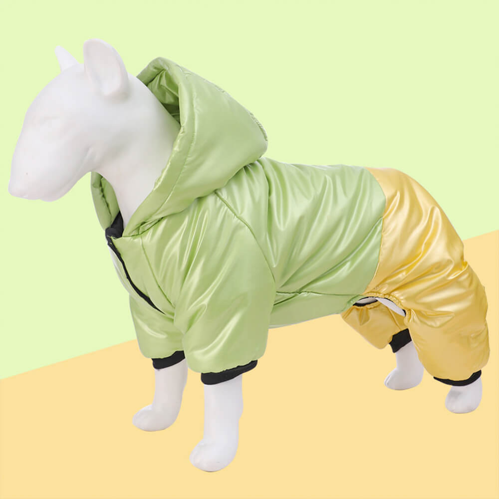 Manteau à capuche imperméable et coupe-vent pour chien avec fermeture à pression