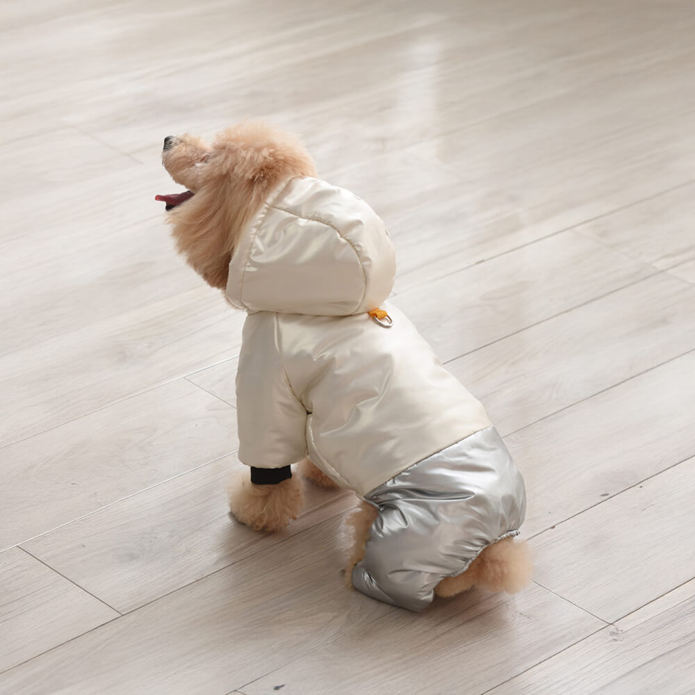 Manteau à capuche imperméable et coupe-vent pour chien avec fermeture à pression