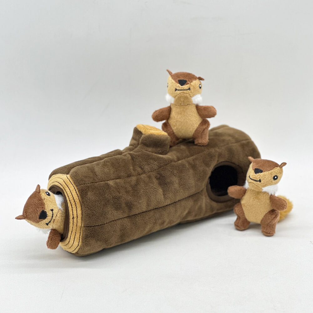 Interactive Squirrel Hide-and-Seek Dog Toy with Tree Trunk