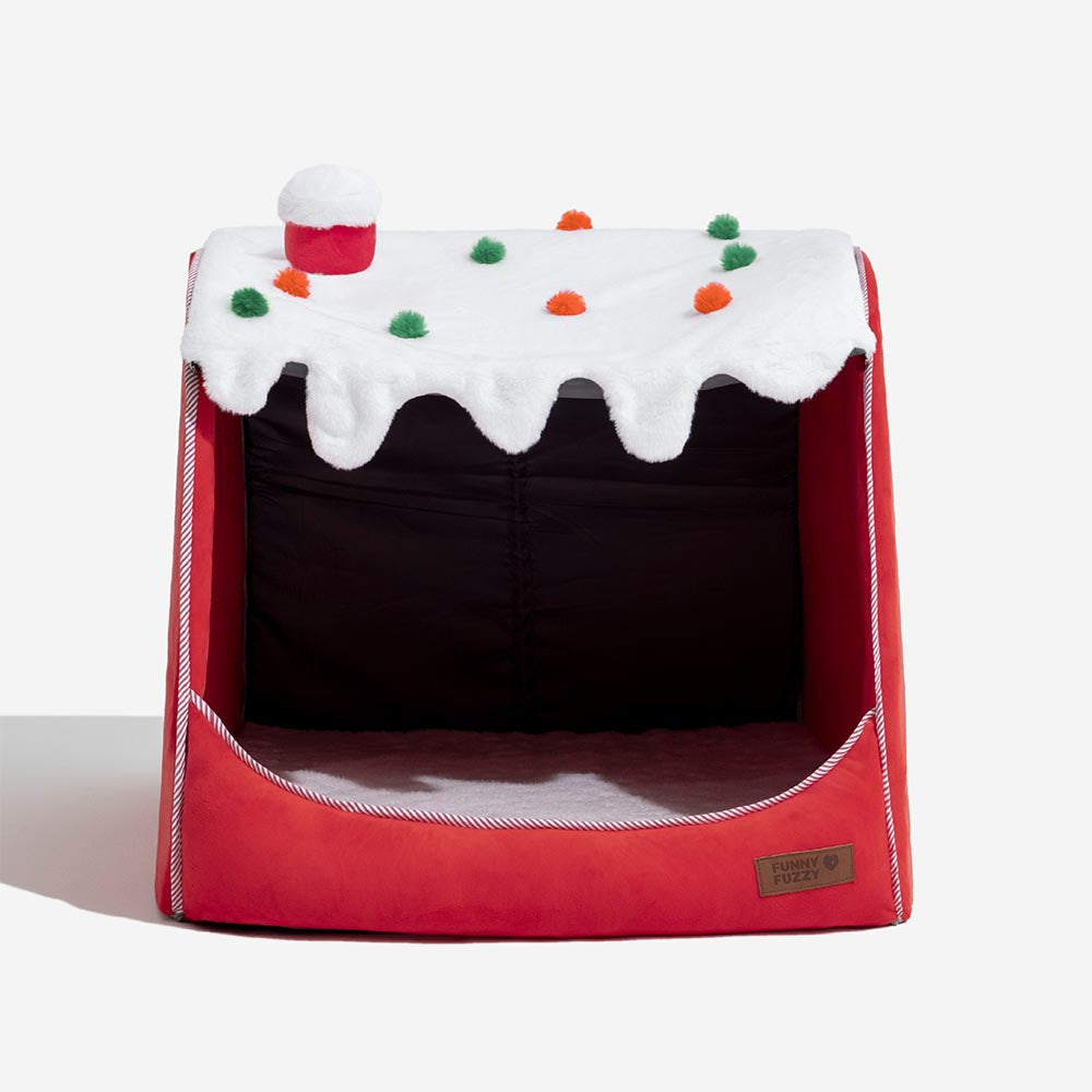 Festive Snow House Orthopedic Dog Bed - Christmas Warmth