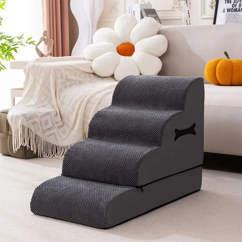 Adjustable Non-Slip Washable Soft Dog Stairs with Gentle Ramp